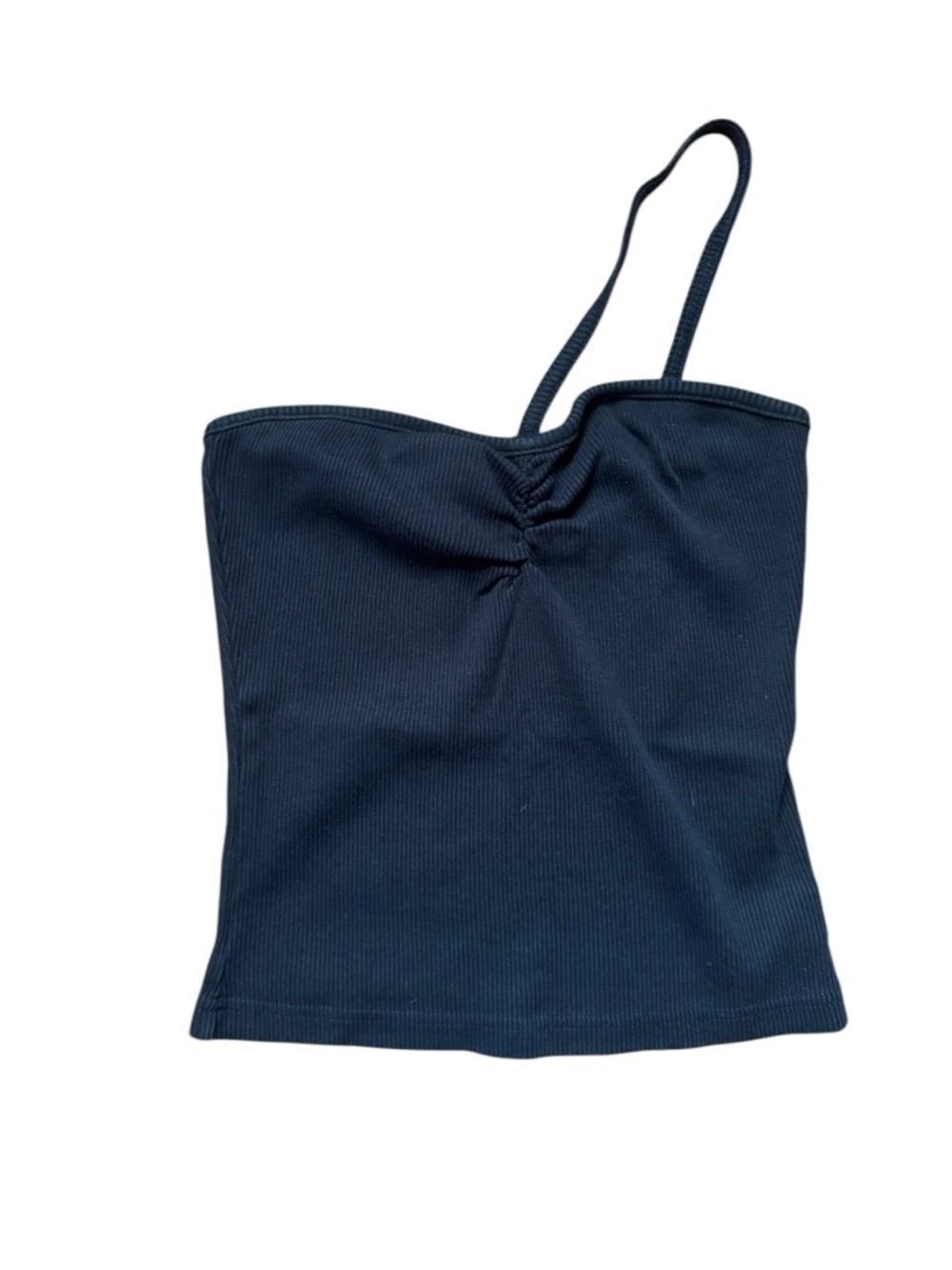 Agolde asymmetrical Black One-Shoulder Ribbed Tank Top